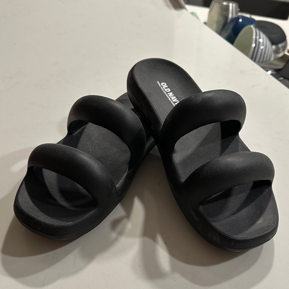Old Navy Black Double Strap Slides
